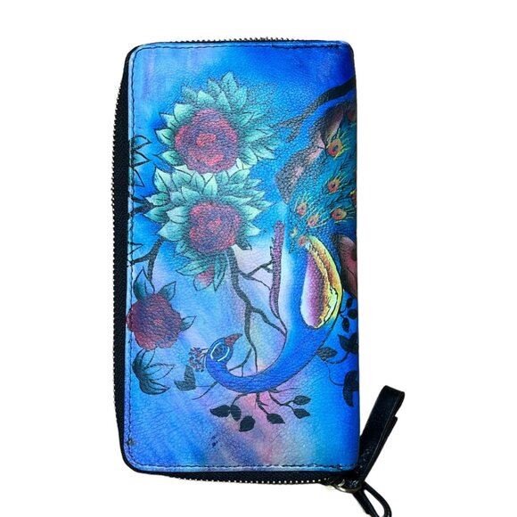 Artistic  Expression by sharif  Hand-Painted Leather Peacock Handbag with  Walle - Picture 12 of 16